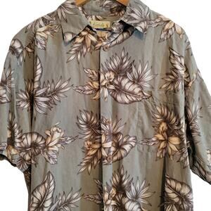Kahala- Silk Floral Hawaiian button up shirt- size medium